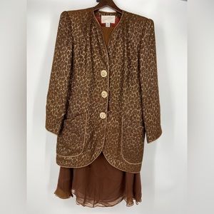 Vintage TJ Nites for Rickie‎ Freeman, Jacket, Scarf, Skirt, metallic, SZ 16